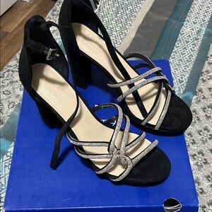 Sophisticated Black and Silver Stiletto Heels